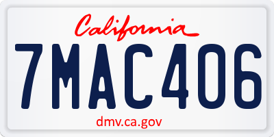 CA license plate 7MAC406