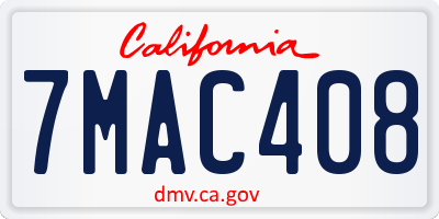 CA license plate 7MAC408