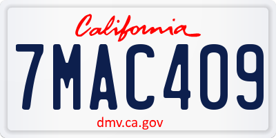 CA license plate 7MAC409