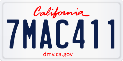 CA license plate 7MAC411