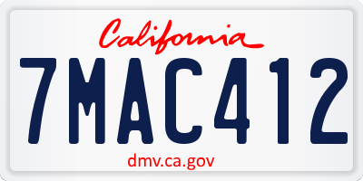 CA license plate 7MAC412
