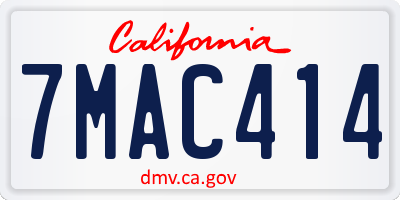 CA license plate 7MAC414