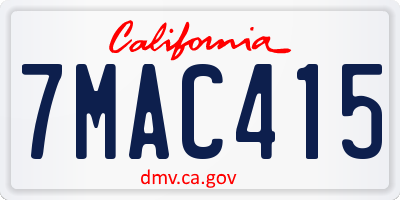CA license plate 7MAC415