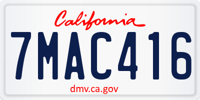 CA license plate 7MAC416