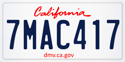 CA license plate 7MAC417