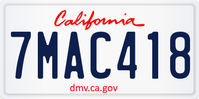 CA license plate 7MAC418