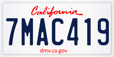 CA license plate 7MAC419