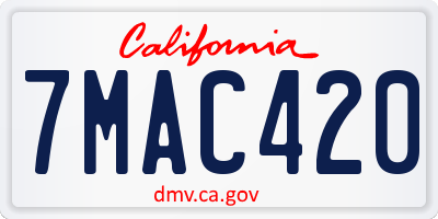 CA license plate 7MAC420