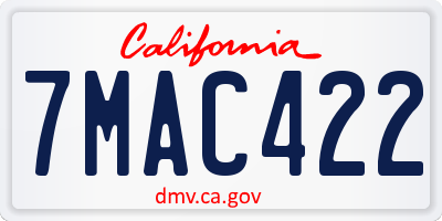 CA license plate 7MAC422