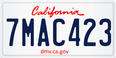 CA license plate 7MAC423