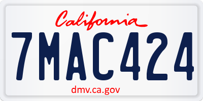 CA license plate 7MAC424