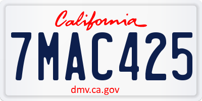 CA license plate 7MAC425