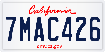 CA license plate 7MAC426
