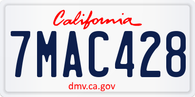 CA license plate 7MAC428