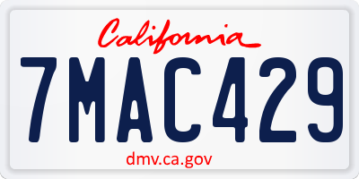 CA license plate 7MAC429