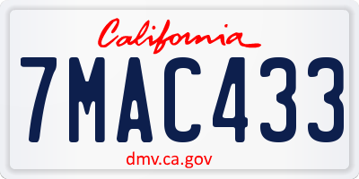 CA license plate 7MAC433
