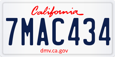 CA license plate 7MAC434