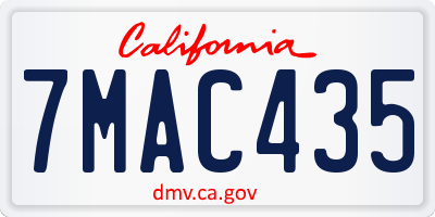 CA license plate 7MAC435