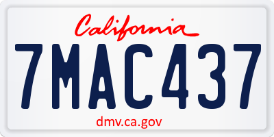 CA license plate 7MAC437