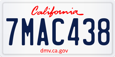 CA license plate 7MAC438