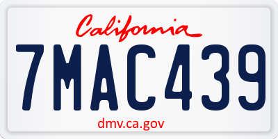 CA license plate 7MAC439