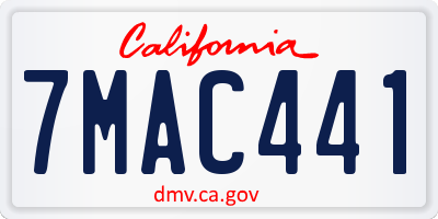 CA license plate 7MAC441
