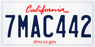 CA license plate 7MAC442