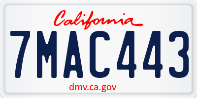 CA license plate 7MAC443