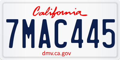CA license plate 7MAC445