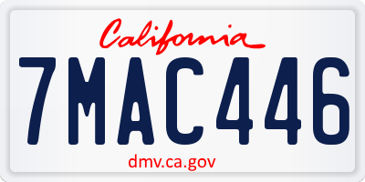 CA license plate 7MAC446