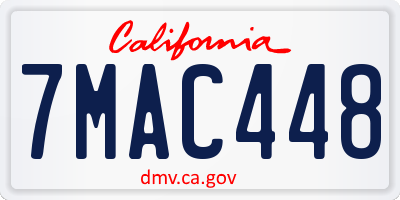 CA license plate 7MAC448