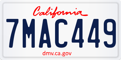 CA license plate 7MAC449