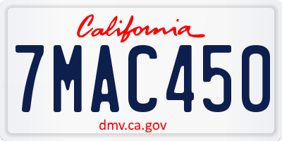 CA license plate 7MAC450