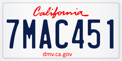 CA license plate 7MAC451
