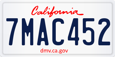 CA license plate 7MAC452