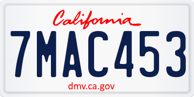 CA license plate 7MAC453