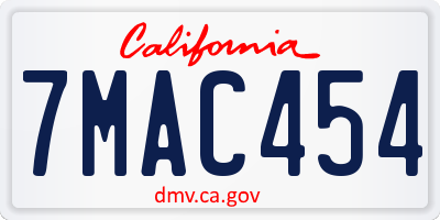 CA license plate 7MAC454