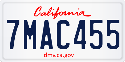 CA license plate 7MAC455