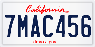 CA license plate 7MAC456