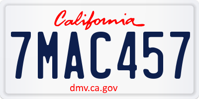 CA license plate 7MAC457