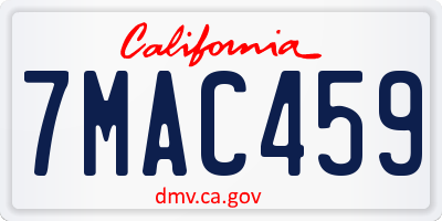 CA license plate 7MAC459