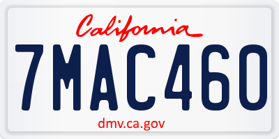 CA license plate 7MAC460