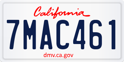 CA license plate 7MAC461