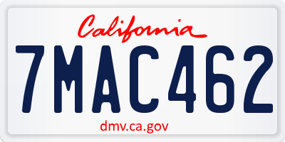 CA license plate 7MAC462