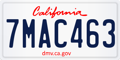 CA license plate 7MAC463
