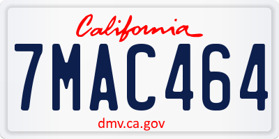 CA license plate 7MAC464