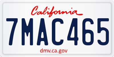CA license plate 7MAC465