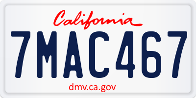 CA license plate 7MAC467
