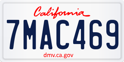 CA license plate 7MAC469