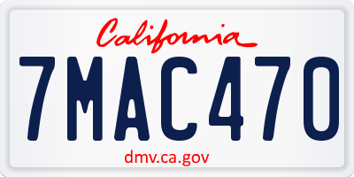 CA license plate 7MAC470